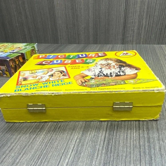 Wooden Toy Block Picture Cubes Vintage Snow White Cinderella - Picture 8 of 16